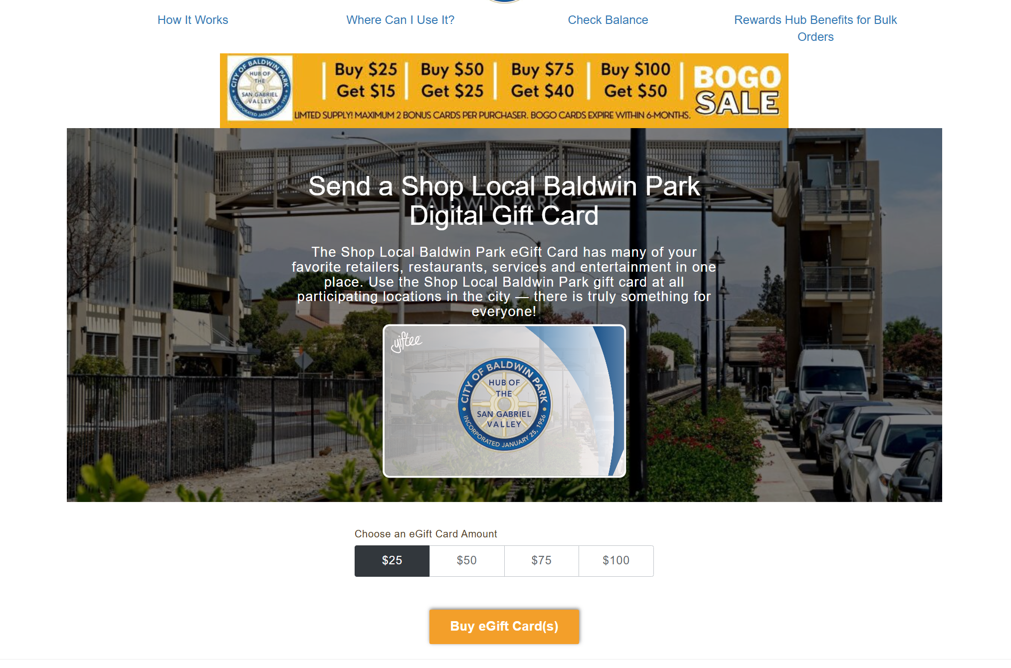 Screenshot of Yiftee Web Page